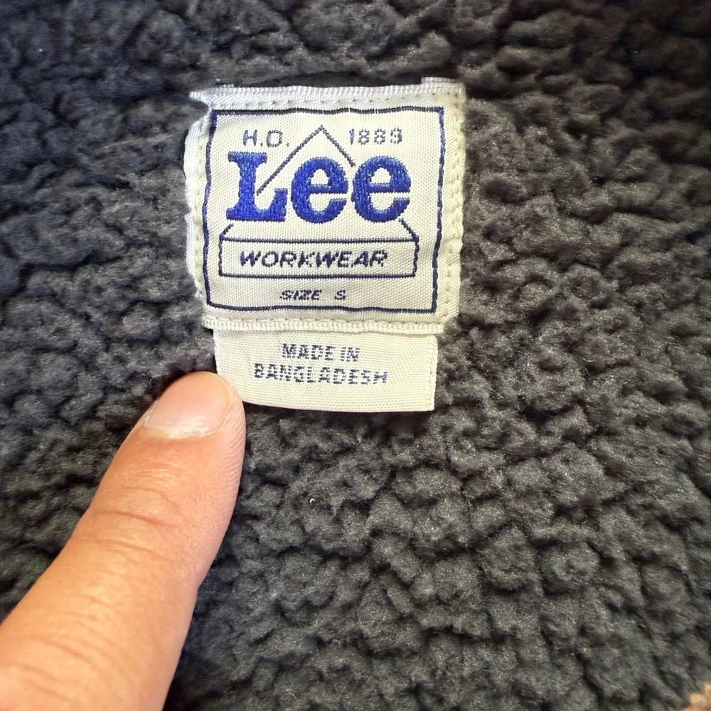 Lee Sherpa Lined Plaid Chore Jacket Brown Snap Front Workwear Men's S
